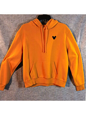 H&M Disney Mickey Mouse Mustard Yellow Pullover Hoodie Sweatshirt, Adult Size M